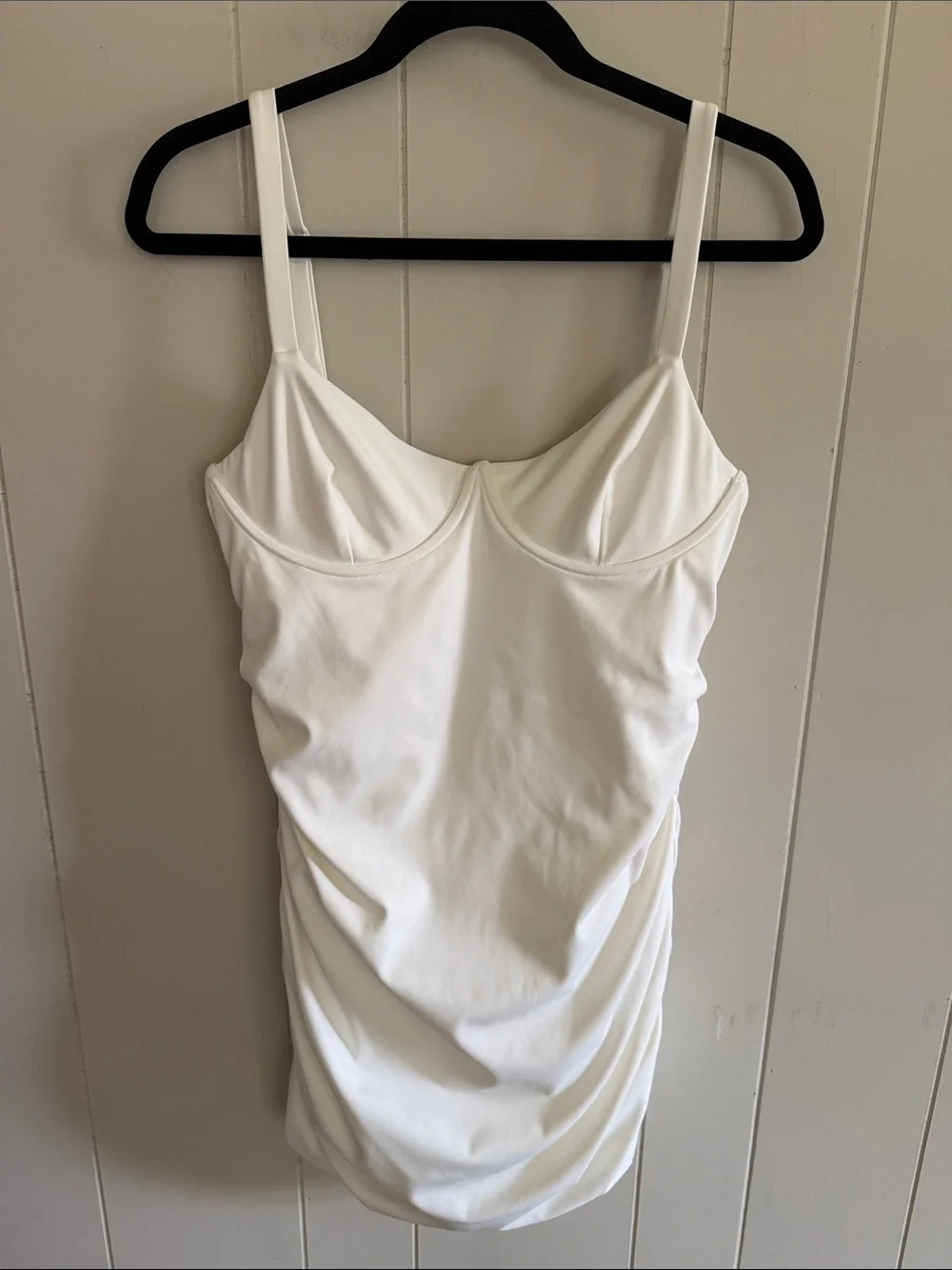 SKIMS Sculpting Swim Ruched One Piece Swimsuit Marble Size XL Cream